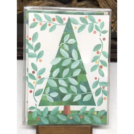 RUNNING RHINO & CO. 10 Christmas Greeting Cards w/ Envelopes Set - Xmas Tree