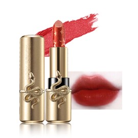 ICE LOVE Red Matte Lipstick, Velvet Long Lasting Gem Lip Gloss with Snake Ring, Smudge Proof Waterproof Non-Stick Cup Lip Makeup Gift Set for Women Girls (601)