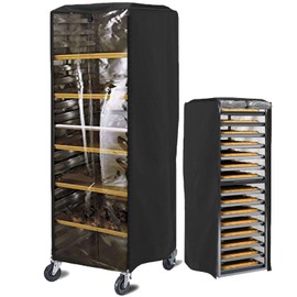 YOUSEEN Pan Bun Rack Cover, 23" W x 28" D x 64" H, High Density Waterproof Dustproof,Front Clear PVC, Black