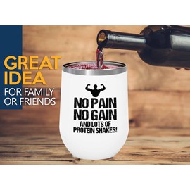 Luxe Gifting Personal Trainer White Edition Wine Tumbler 12oz - Pain Gain - Fitness Instructor Workout Coach Exercise Lover Cardio Lover Gym Coach