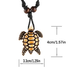 STWTR Hawaiian Turtle Pendant Necklace Men Women - Adjustable Rope Surfer Necklace Handmade Necklace
