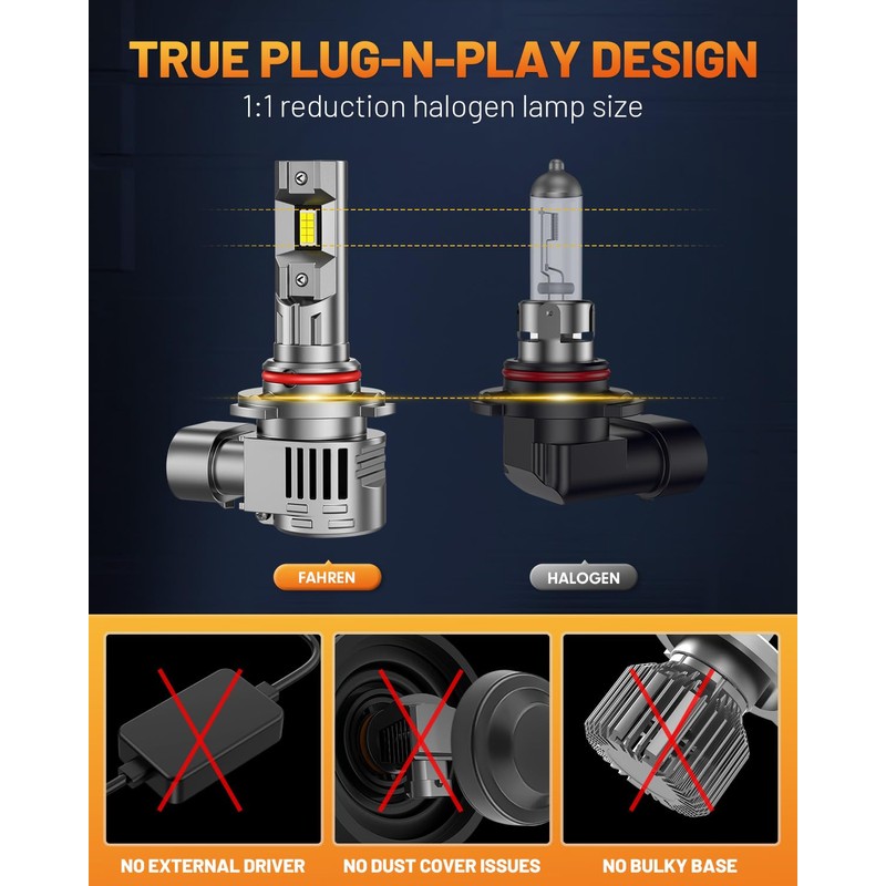 forenner Fahren 9012 HIR2 Bulbs, 30000LM High Intensity 800% Bright,