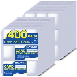 400 Pack 9 Pocket Card Sleeves, Holds 7200 Cards,Trading Card Binder Sleeves for 3 Ring Binder,Card Sleeve Binders Sheets fit for Business Cards,Baseball Card