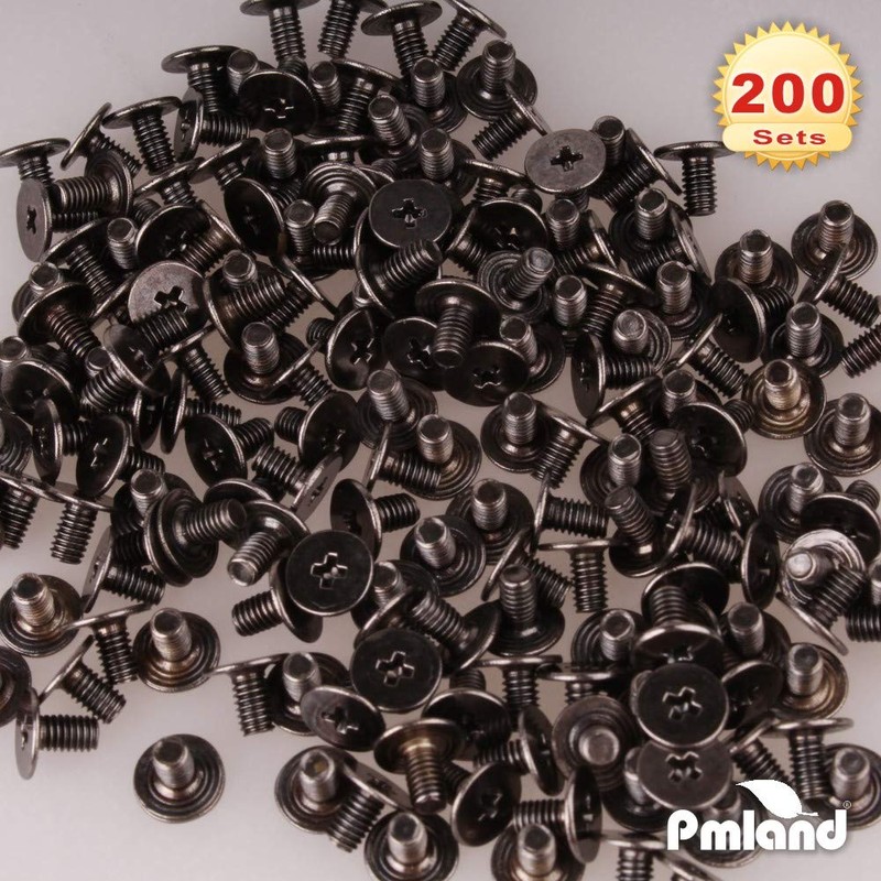 PMLAND 200 Sets/Pairs 9.5mm Black Cone Spikes Screwback Studs DIY