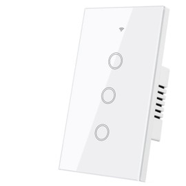 NICLY Interruptor Inteligente WiFi 2.4GHz sin Cable Neutro con Capacitor Interruptor de Luz Inteligente Control Remoto via APP Smart Life, Control de Voz via Alexa Google Home (3 Gangs, White)