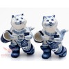 Gzhel Hand painted Porcelain Figurine of fisherman cat with a