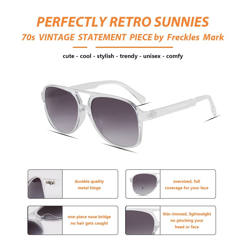 Freckles Mark Vintage Retro 70s Sunglasses Women Men Classic Large
