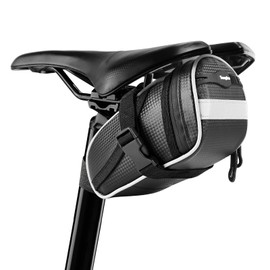 Tongha - Bolsa de asiento de bicicleta resistente al agua, bolsa de almacenamiento de bicicleta debajo del asiento, bolsa de almacenamiento de bicicleta con capacidad de 1 l, paquete de bicicleta con rayas reflectantes, accesorios de ciclismo, bolsa de s