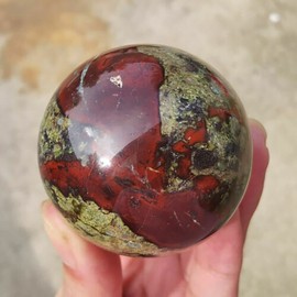 TEAMWILL 1pc Natural Dragon Blood Stone Ball Quartz Crystal Sphere 45mm+ Decor Healing