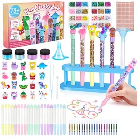 Subao 73+ DIY Glitter Gel Pens Making Kit,Pen Creator Studio,Make Your Own 20 Sparkly Colorful Pens,Creative Arts and Crafts for Kids,Birthday Christmas Gifts for Girls 5 6 7 8 9 10 11 12 Years Old