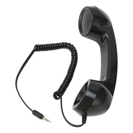 Retro Telephone Handset, Replacement Retro Telephone Handset, Portable Phone Receiver, Universal for Smartphones, Computers with 3.5mm Headphone Jack (Black)