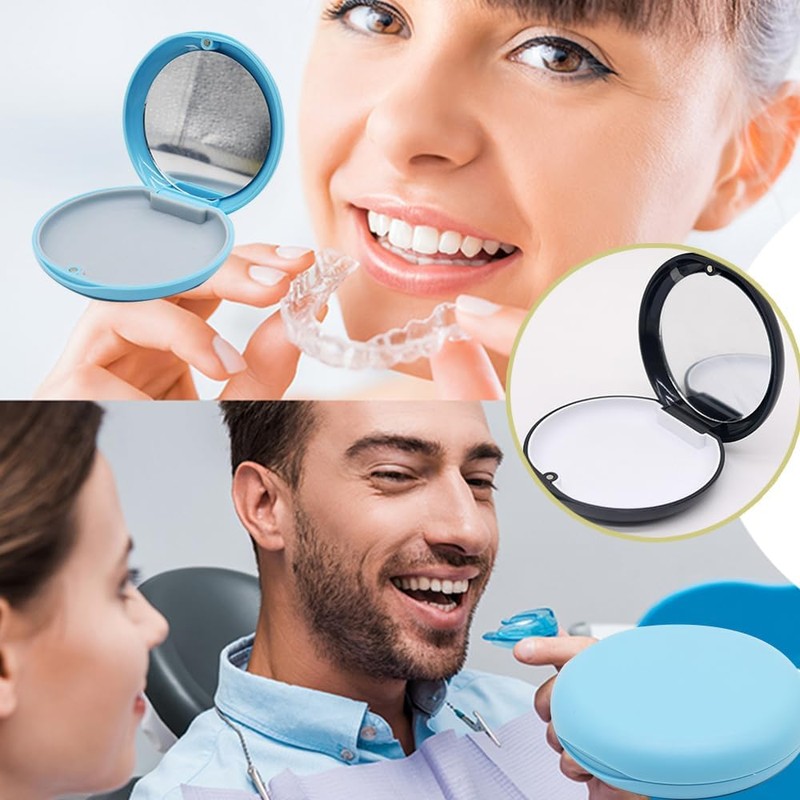Mouthpiece Case, Small, Orthodontic Retainer Box, Portable, Convenient, Magnetic Closure,