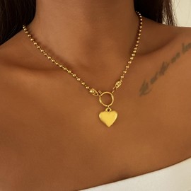 YLZDPDM Gold Necklace for Women,18K Gold Plated Pendant Necklace Medallion Coin Heart Chain Toggle Necklace for Women Jewelry