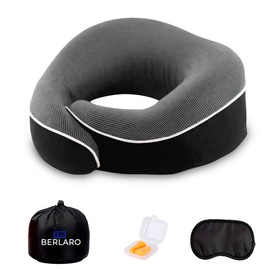 BERLARO BLR Travel Neck Pillow | Neck Pillow | Travel Pillow | Viscoelastic Travel Pillow | Travel Pillow | Travel Pillow (Black)