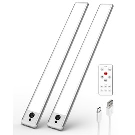 EZVALO Under Cabinet Lights,14.5'' Motion Sensor Light Indoor Dimmable, Super Bright 4000mAh Rechargeable Closet Lights 5700K with Remote Control, Wireless Under Counter Light for Kitchen,Cabinet