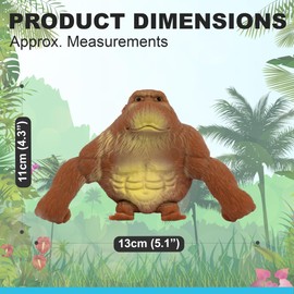 Stretchy Gorilla Toy - Stress Relief Toys for Children and Adults, Stretchy Monkey Toy, Decompress and Squish, Colour Sent at Random in Display Box
