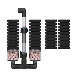 XY AQUANEAT Aquarium Sponge Filter with Ceramic Media Balls, with 2 Spare Sponges - middle 1