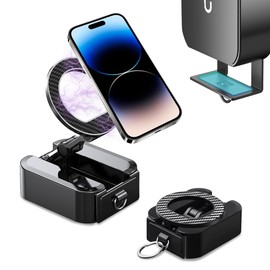 HEYMKGO Soporte Magnético Plegable para Celular 360° Portátil, Universal con Clip Ajustable para Gimnasio, Viajes y Vlog, Compatible con Todos los Teléfonos Inteligentes