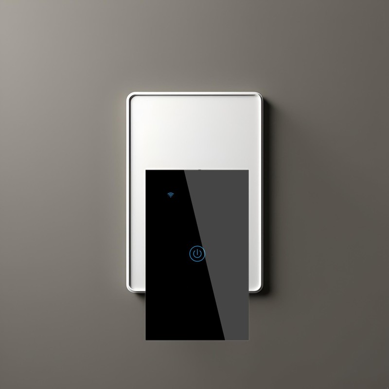 Smart WiFi Touch Light Switch, Black, Single Control Panel, Voice