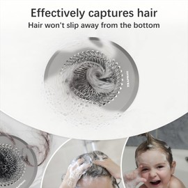 Shower Drain Hair Catcher, Fast Drainage Bathtub Drain Hair Catcher, Easy Clean Hair Catcher Shower Drain, Upgraded 304 Stainless Steel Shower Drain Cover for Bath Regular & Pop-up Drain (Light Gray)