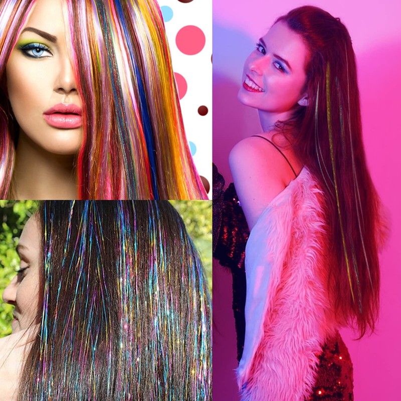 800 Glitter Hair Strands Tinsel for Hair 120 cm Tinsel