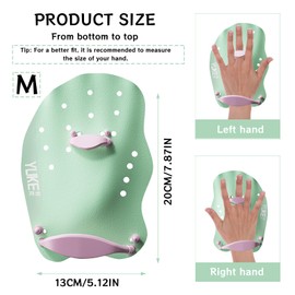 FairyPeach Hand Paddles, Swimming Paddles, Diving Hand Paddling, Swimming Paddle with Adjustable Straps, PVC-Free (Green, M)