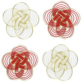 Tokyodo Red and White Chirashi Ume Knot Φ5cm 4-Piece Set XJ000470-zzz