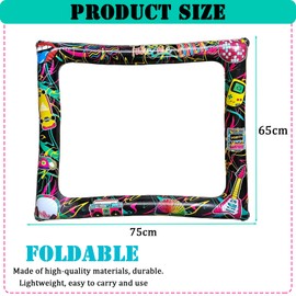 70s 80s 90s Party Inflatable Photo Booth Prop Retro Party Inflatable Selfie Frame,Giant Picture Frame Inflatable Photo Frame Blow Up Party Prop for Men Women 1980s Party,Hippie Disco Party Decorations