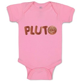 Custom Baby Bodysuit Pluto Planets Space Funny Cotton Boy & Girl Baby Clothes Soft Pink Design Only 6 Months