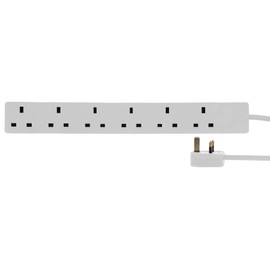 PRO ELEC PELB1995 Mains Extension Lead, 6 Gang, 7.5m, White