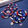 BSJELL 7 Pack 4th of July Beaded Bracelet Stackable Red