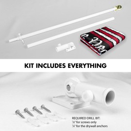 G128 Combo Pack: 6 Ft Aluminum Spinning Flagpole (White) & We the People American Flag 3x5 Ft, LiteWeave Pro Series Printed 150D Polyester | Pole with Flag Included