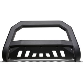 Matte Black AVT Style Bull Bar Brush Push Front Bumper Grill Grille Guard With Skid Plate Compatible With 10-18 Jeep Wrangler JK