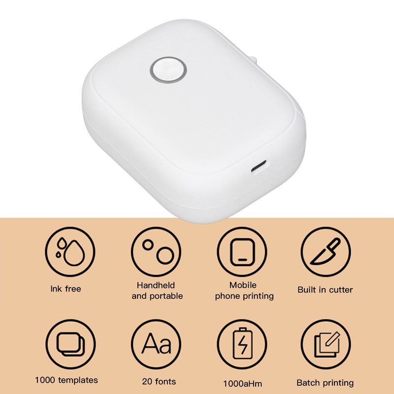 Mini Thermal Label Printer Bluetooth Maker Machine Portable Handheld for