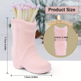 YQkangzhu Cowboy Boot Match Holder, Lovely Ceramic Boot Match Holder with Striker, Handmade Ceramic Match Box, Matchstick Holder, Cowgirl Western Match Jar for Home Bathroom Kitchen Interior Decor