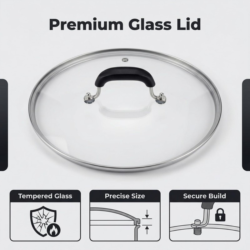 Glass Lid for Pots and Pans, 12-1/2 Inch (11-3/4 Inch