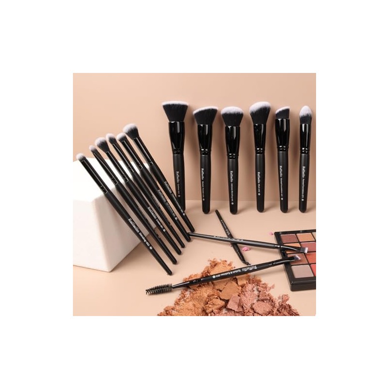 ZOREYA Makeup Brushes, 15Pcs Makeup Brush Set Premium Synthetic Kabuki