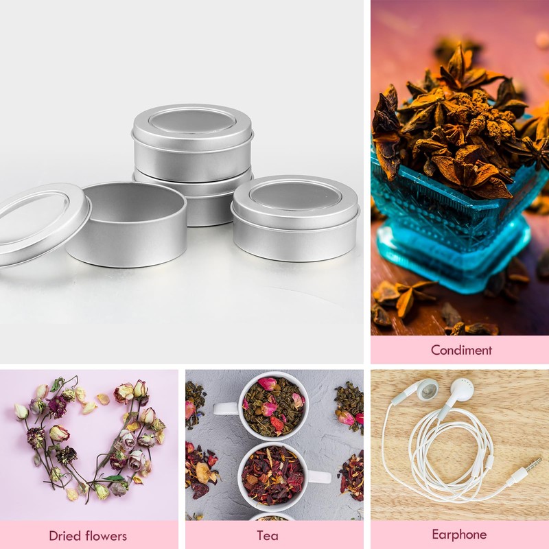 TecUnite 40 Pack 2 Ounce Metal Tin Cans Round Empty