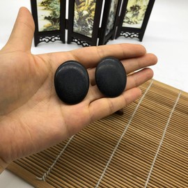 LHYILSWQ 8Pcs Small Basalt Hot Massage Stones Rock Spa Massagers Stones for Women&Men 1.18 * 1.56in Black