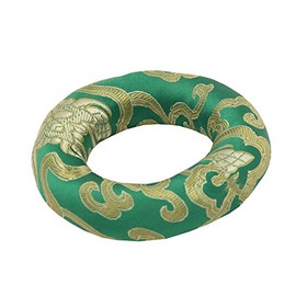 Silk Brocade Ring Cushion Pillow for Tibetan Singing Bowl Hand Made Nepal (Green)