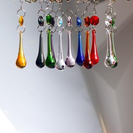 GOLDENHAITAI 12 Pieces Raindrop Crystal Chandelier Prisms, Colored 53mm Hanging Crystal Beads for Window Home Decoration (Multicolor)