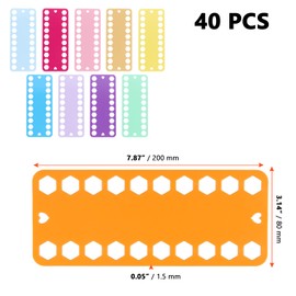 SINJEUN 40 Pieces Cross Stitch Thread Holder, Embroidery Thread Organiser Plastic, 10 Colours Yarn Holder Embroidery Floss Organiser 20 x 8 cm, 20 Holes