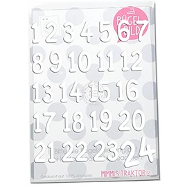 Iron-On Patch Advent Calendar Numbers 1-24 Flock Film Iron-On Appliques for Fabrics Textiles Children for Iron-On Patches, Colour: White