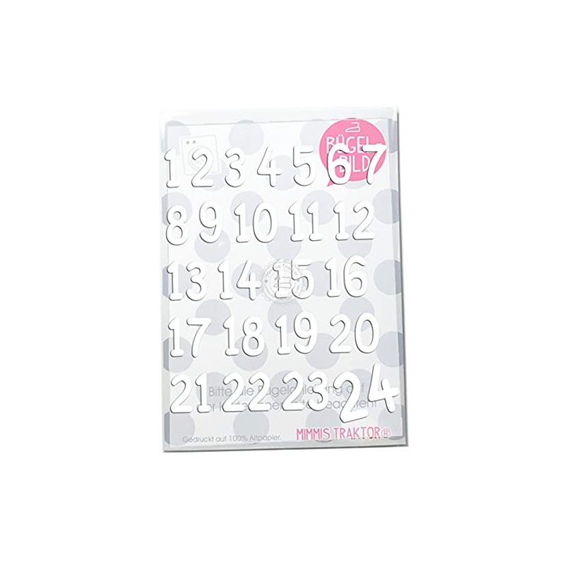 Iron-On Patch Advent Calendar Numbers 1-24 Flock Film Iron-On Appliques
