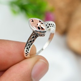 Morganit im Labor gezüchtet Edelstein Band Ring 925 Sterling Silber Ring Männer & Frauen Band Ring Alle Größen Ring Handgefertigt Schmuck TSR1147BC_1 (47 (15.0))