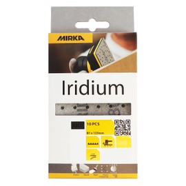 Mirka Iridium Premium Sandpaper 81x133mm Grip 54-Hole, Grit 120, 10/Pack/For sanding paint, putty, primer, wood, steel, mineral materials, plastic.