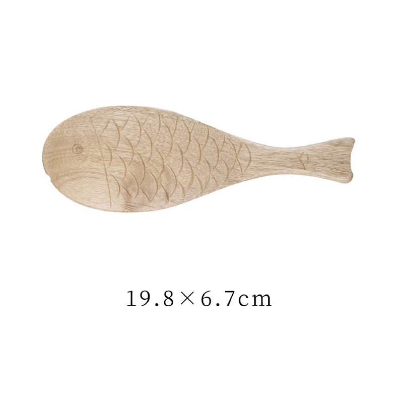 VOANZO 2 pieces fish-shaped wooden rice spoon, fish-shaped wooden rice