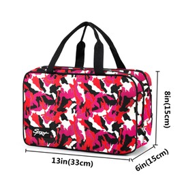 SUTMDO Wash Bags for Boys & Girls,Lightweight Carry-On Size,Toiletry Bag for Traveling,Small Tote Bags,Sport Toiletry Bag, (051hong)