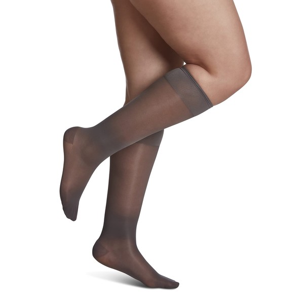 Sigvaris Sheer Fashion Compression Socks 15-20mmHg, Calf length Fashion Compression Socks- W C Charcoal