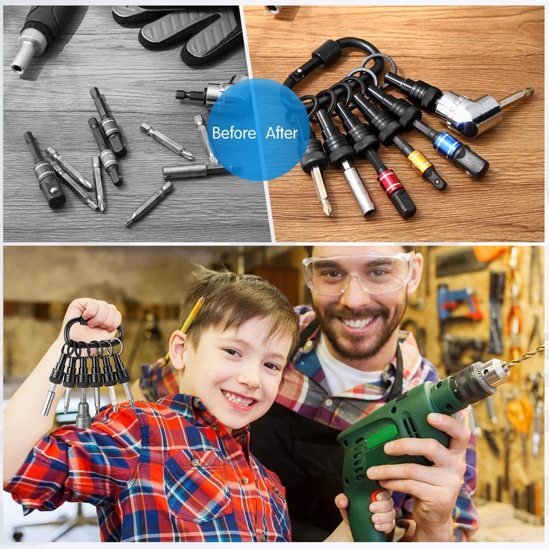 Threlaco 14 Pcs Upgraded Drill Bit Holder Keychains 1/4 Inch